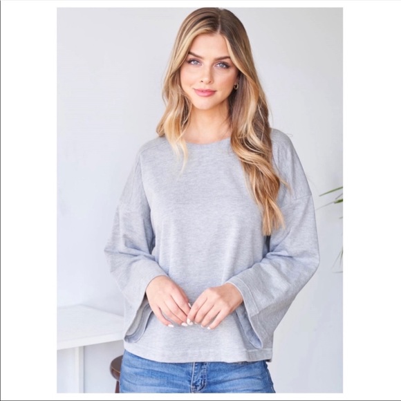 NEW Gray Bell Long Sleeve Top - Picture 2 of 4
